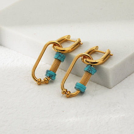 Gold Carabiner Drop Earrings for Women
