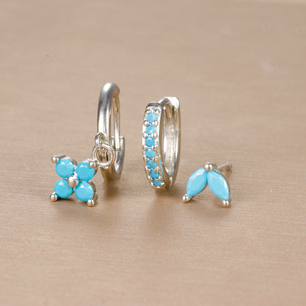 Emerald Green CZ Hoop & Stud Earring Set