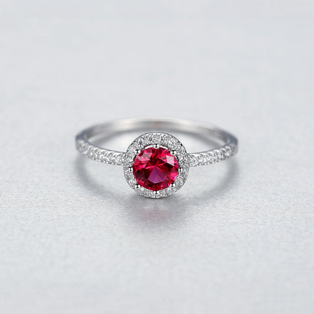 Single Row Diamond Ruby Ring