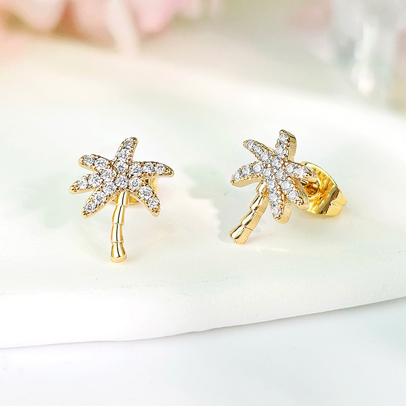 Golden Coconut Tree Earrings