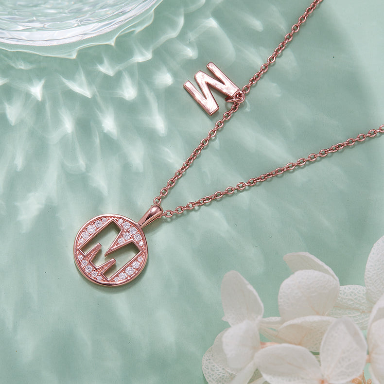M Initial Moissanite Necklace