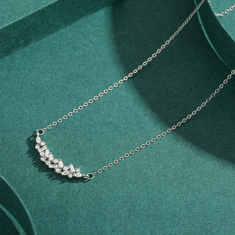 Geometric CZ Necklace | 925 Sterling Silver Minimalist Cross Chain