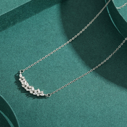 Geometric CZ Necklace | 925 Sterling Silver Minimalist Cross Chain