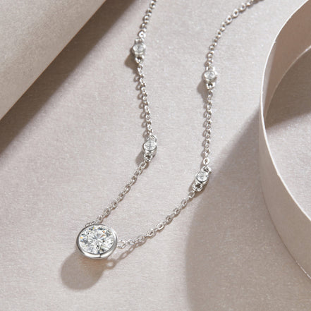 Natural Reverie Moissanite Necklace | Platinum S925 Silver