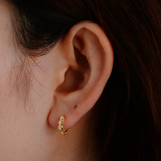 European & American Style Diamond C-Shaped Earrings