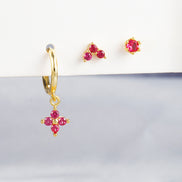 Gold-Plated Silver Ruby-Pink CZ Earring Set