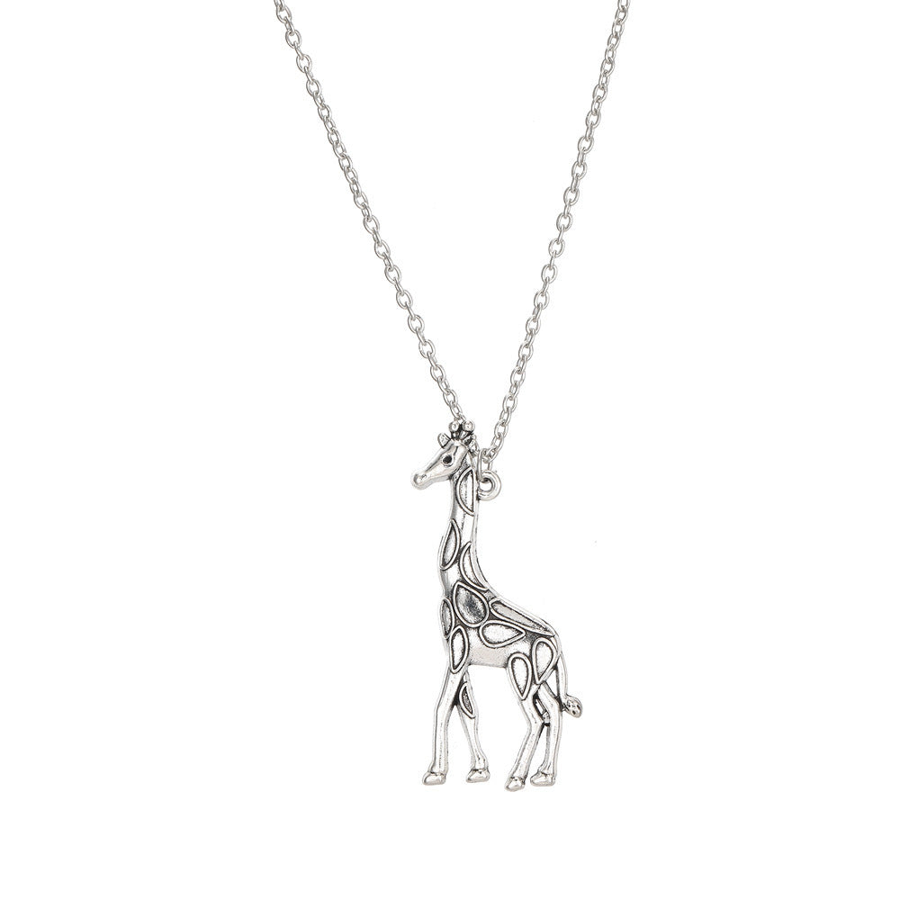 Silver Giraffe Pendant Necklace