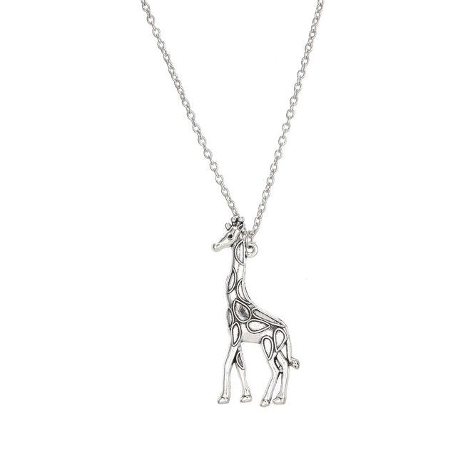 Silver Giraffe Pendant Necklace