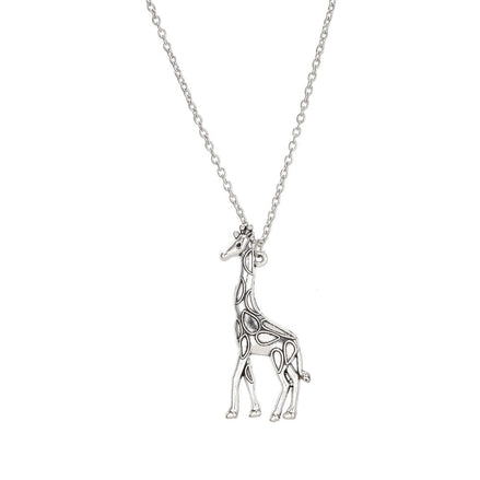 Silver Giraffe Pendant Necklace