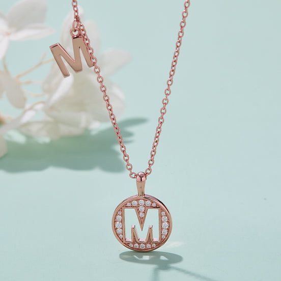 M Initial Moissanite Necklace