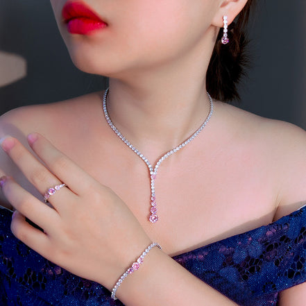 French Minimalist Zircon 4-Piece Jewelry Set
