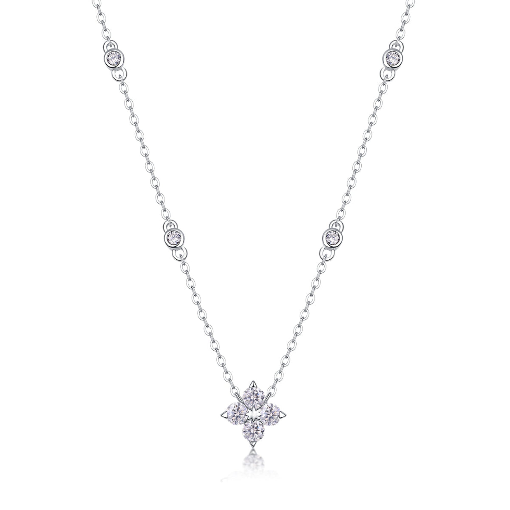 Star Moissanite Pendant Necklace | Platinum-Plated S925 Silver