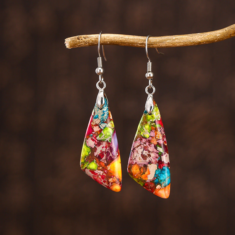 Colorful Geometric Stone Earrings for Women