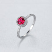 Single Row Diamond Ruby Ring