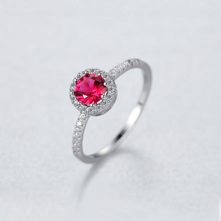 Single Row Diamond Ruby Ring