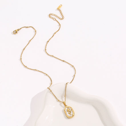 Gold Rose Flower Pendant Necklace for Women