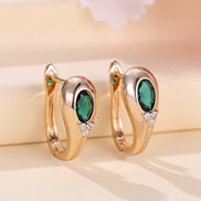 Emerald Green Crystal Hoop Earrings
