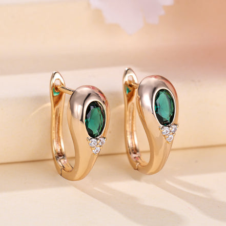 Emerald Green Crystal Hoop Earrings