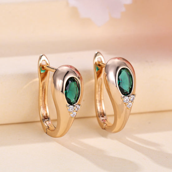Emerald Green Crystal Hoop Earrings