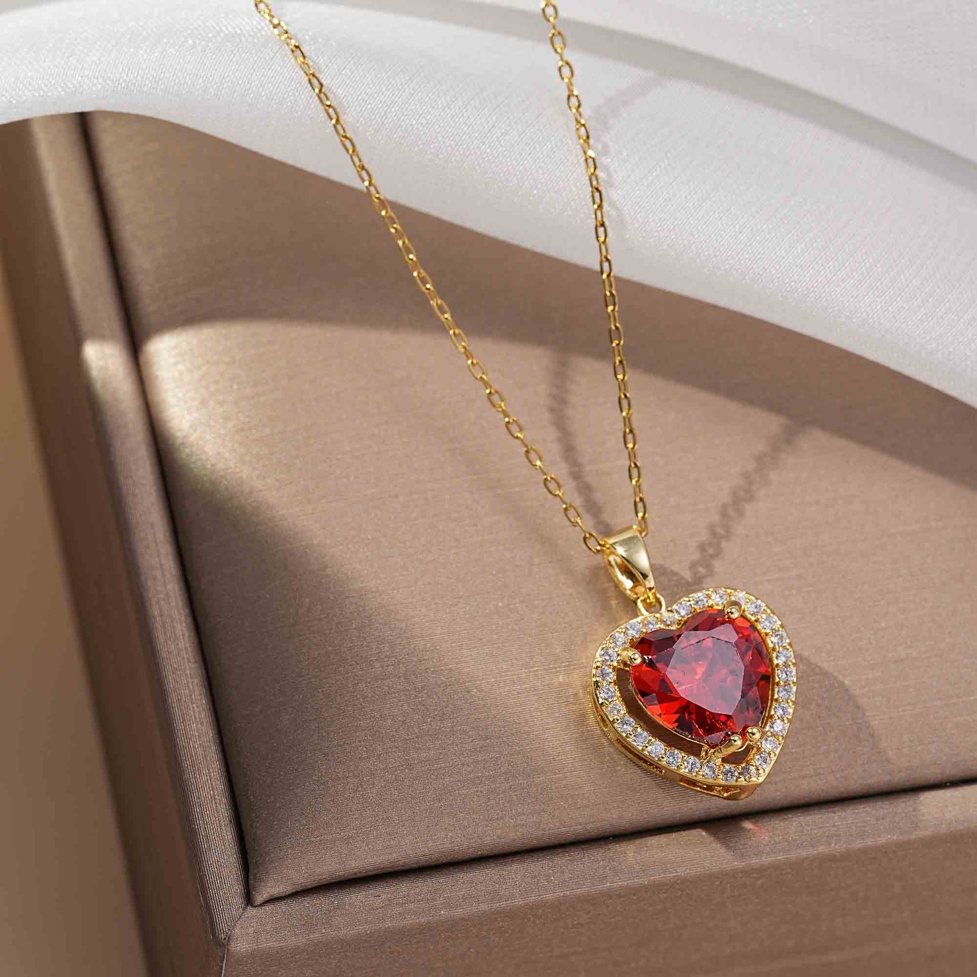 Red Heart Necklace for Women