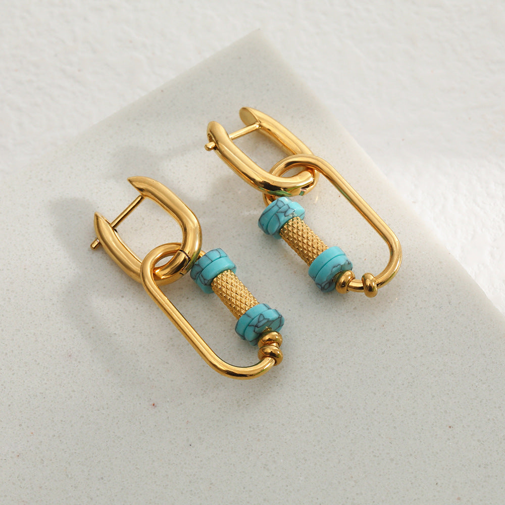 Gold Carabiner Drop Earrings for Women