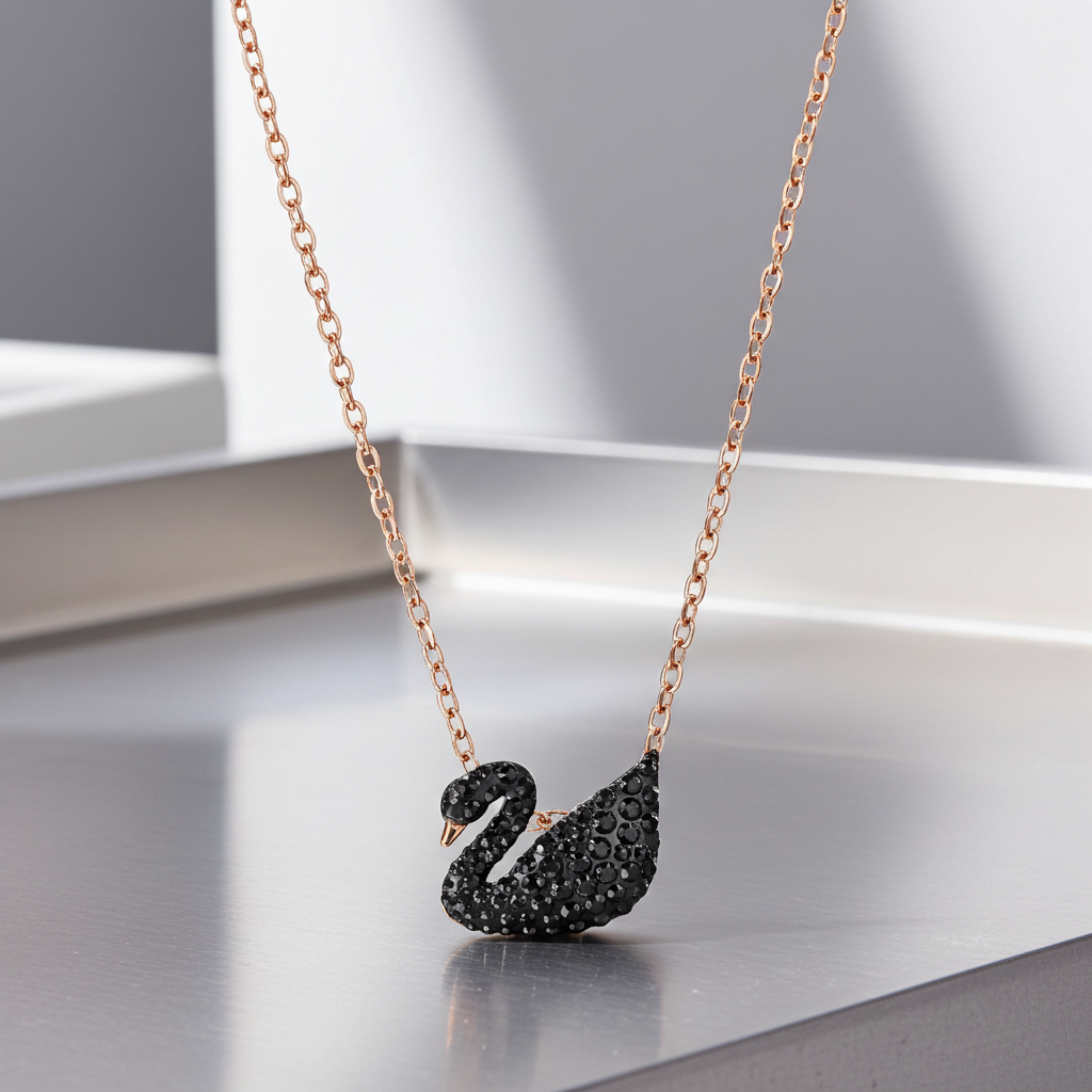 Crystal Swan Pendant Necklace